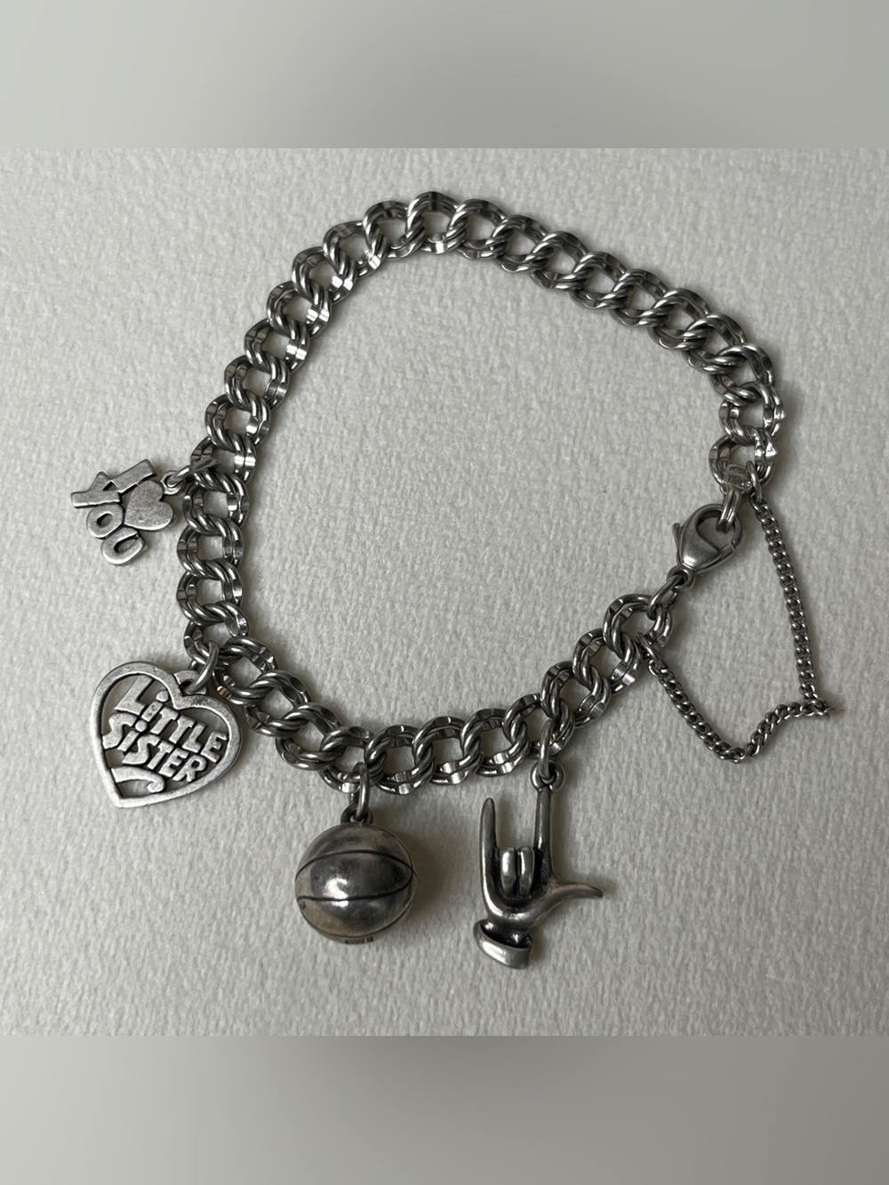 James Avery Charm Bracelet 3D Basketball 3D I Love You Hand Sterling Silver 7”